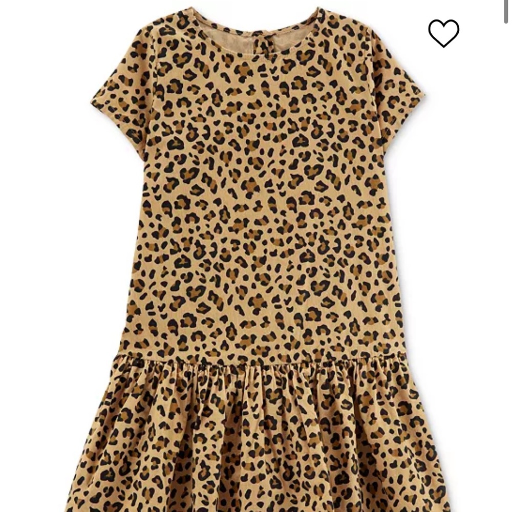 CARTERS UEC Girls Size 8 Corduroy Drop Waist Cheetah Animal Print Dress Brown